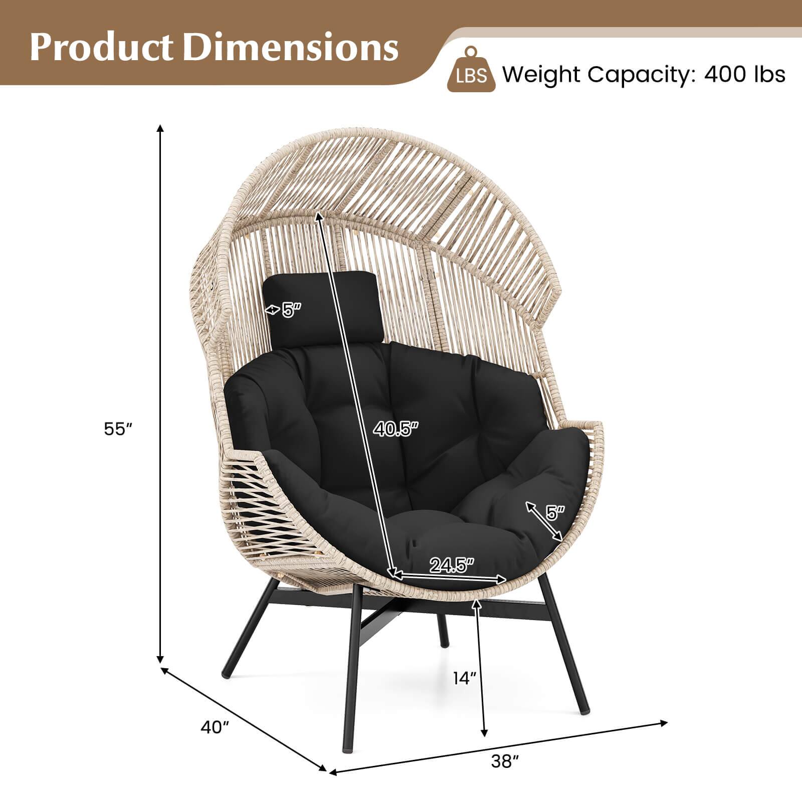 Product Dimensions  
Weight Capacity: 400 lbs  

- Height: 55"  
- Width: 40"  
- Depth: 38"  
- Seat Height: 14"  
- Seat Depth: 24.5"  
- Back Height: 40.5"  
- Armrest Height: 5"  
- Armrest Width: 5"