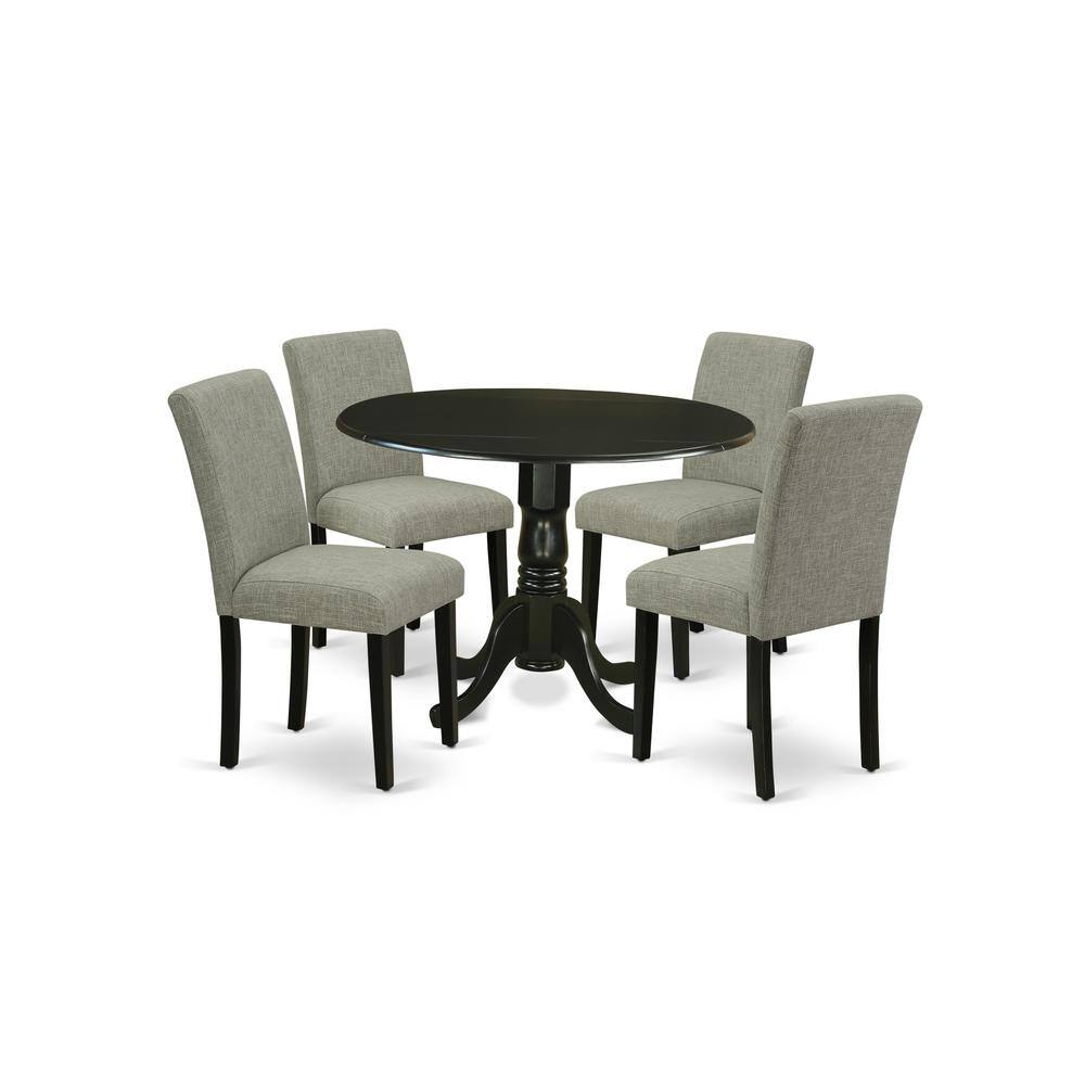 Back. East West Furniture - Dining Room Set Black - Brown.