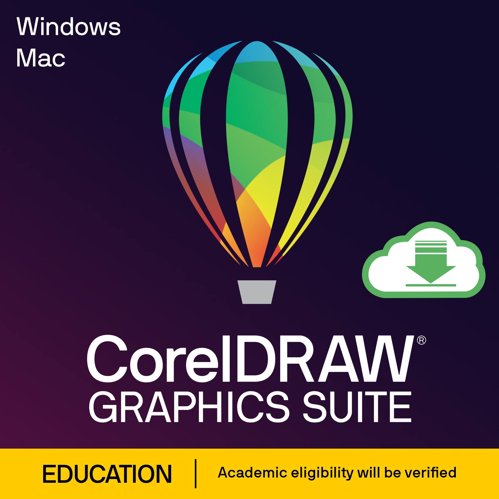 Windows Mac CoreIDRAW GRAPHICS SUITE EDUCATION | Academic eligibility will be verified.