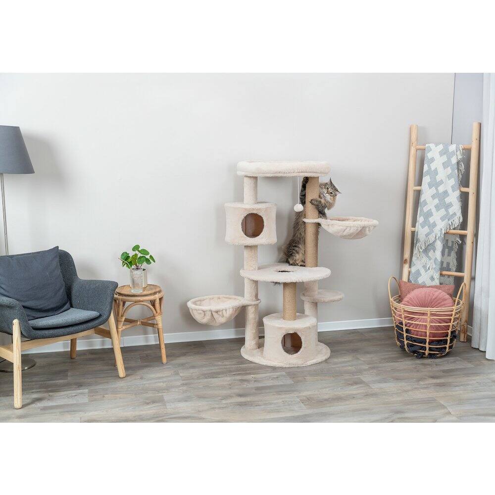Angle. TRIXIE - Anna Jute Cat Tree Scratching Posts Condos Hammocks Perches Cat Toy - Beige.