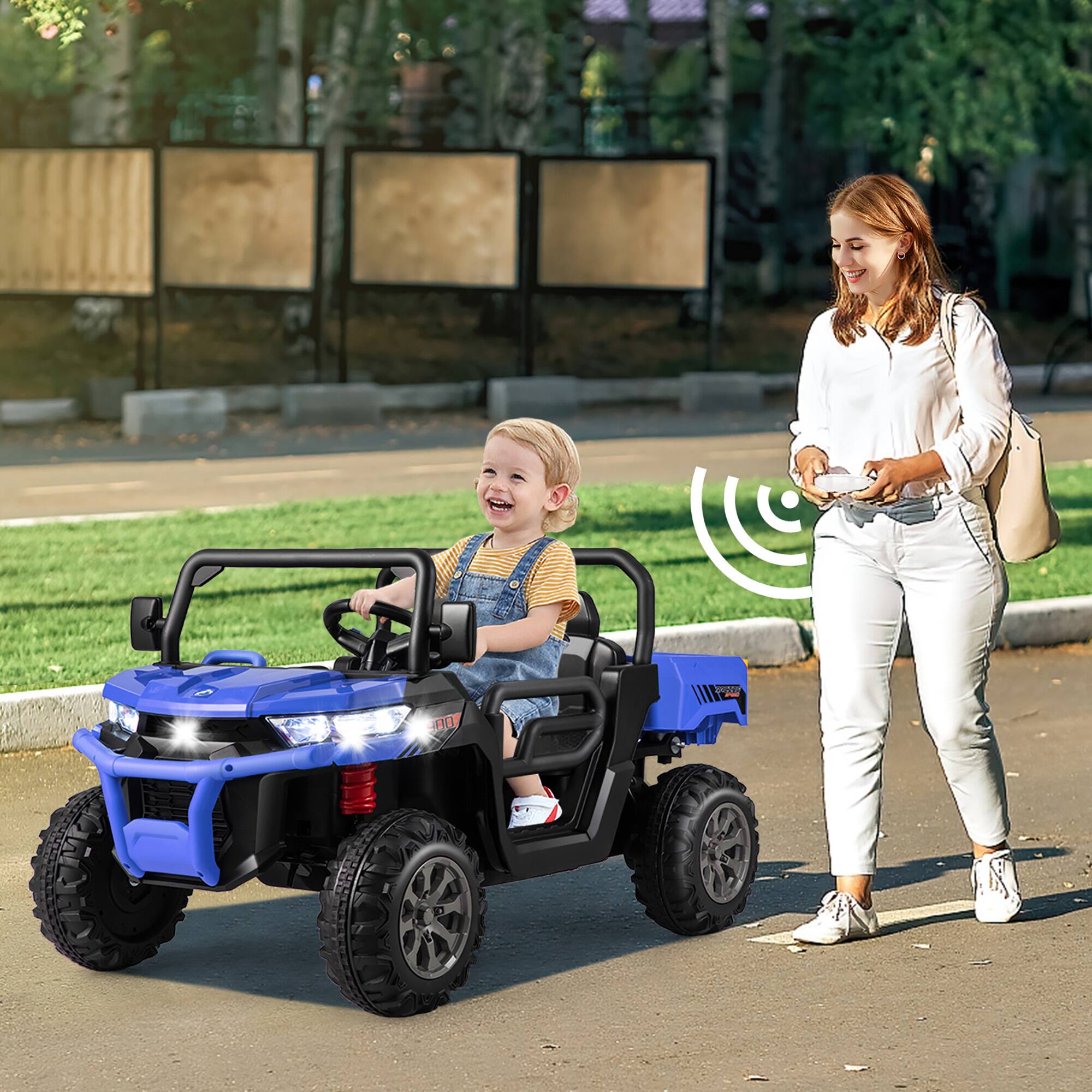 Alt View 3. Gymax - Gymax 24V Kids Ride On Dump Truck 2-Seater Electric Truck w/ Remote Control Blue - Blue.