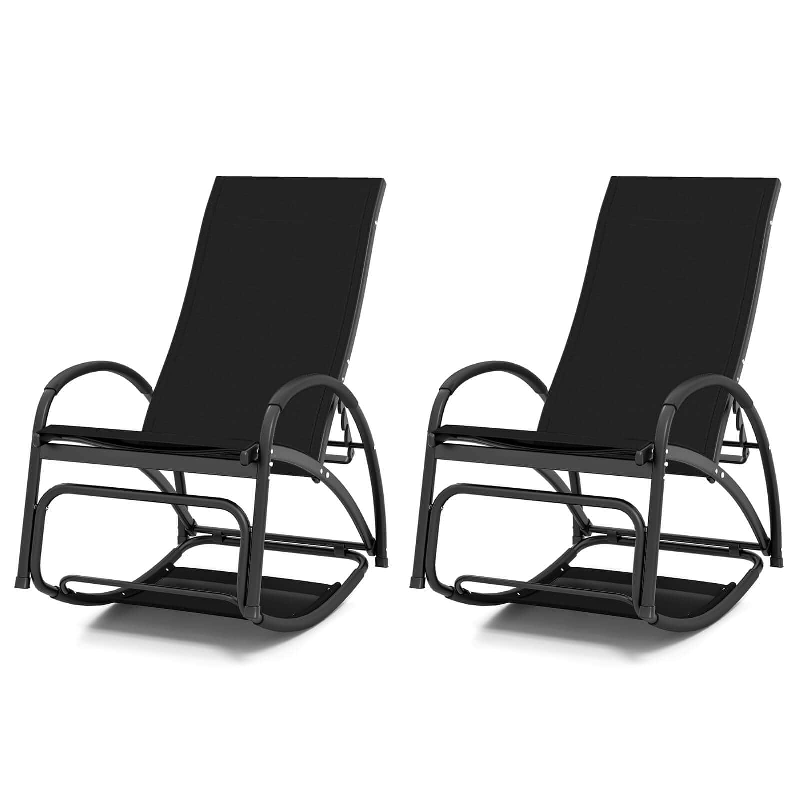 Costway - 2 PCS 2-in-1 Outdoor Rocking Chair with 4-Position Adjustable Backrest Curved Armrests - Gray price history on PriceWatchPro