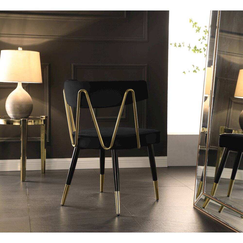 Alt View 1. Meridian Furniture - Rheingold Black Velvet Dining Chair, Set of 2 - Black.