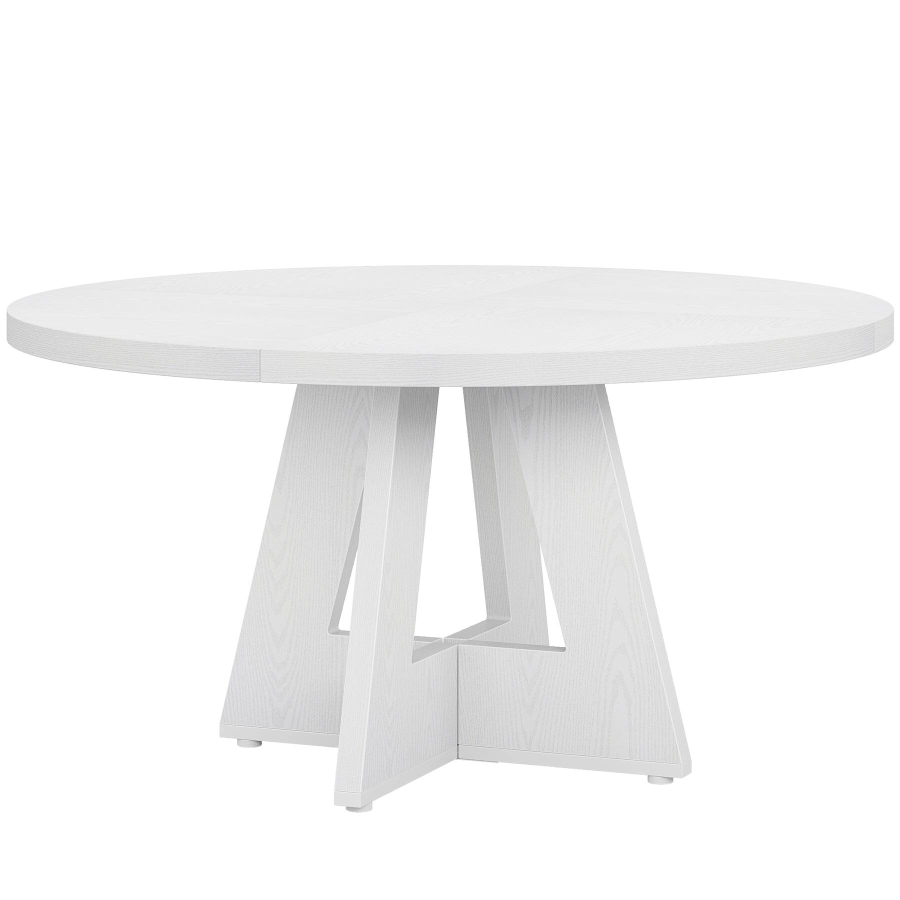 Alt View 4. Tribesigns - Round Conference Table with Wood Construction and Adjustable Feet for Meetings, Writing and Everyday Work - White.