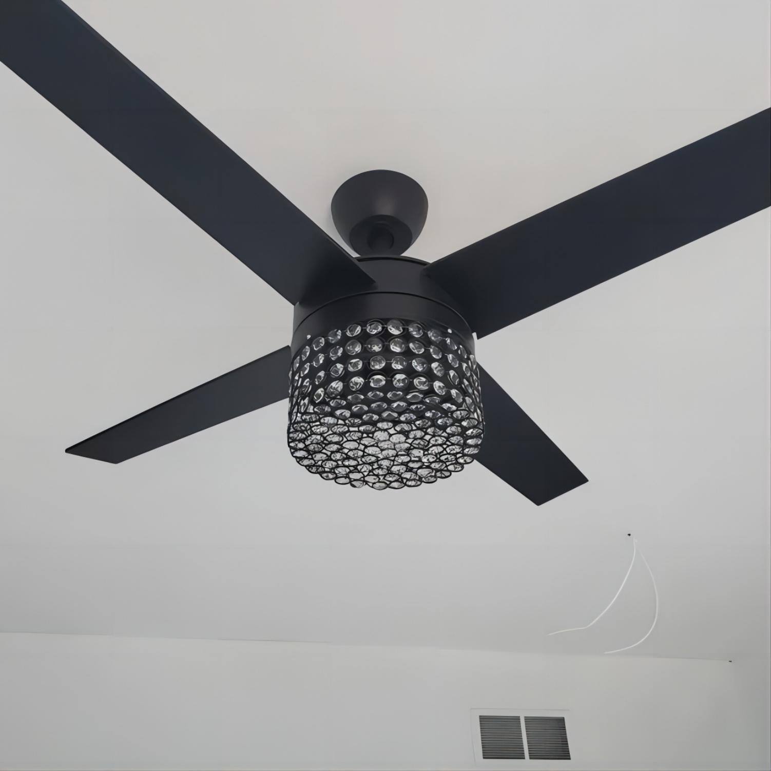 Alt View 9. Parrot Uncle - 48" Black Wood 4-Blade Crystal Fandelier Ceiling Fan with Remote and Light - Black.