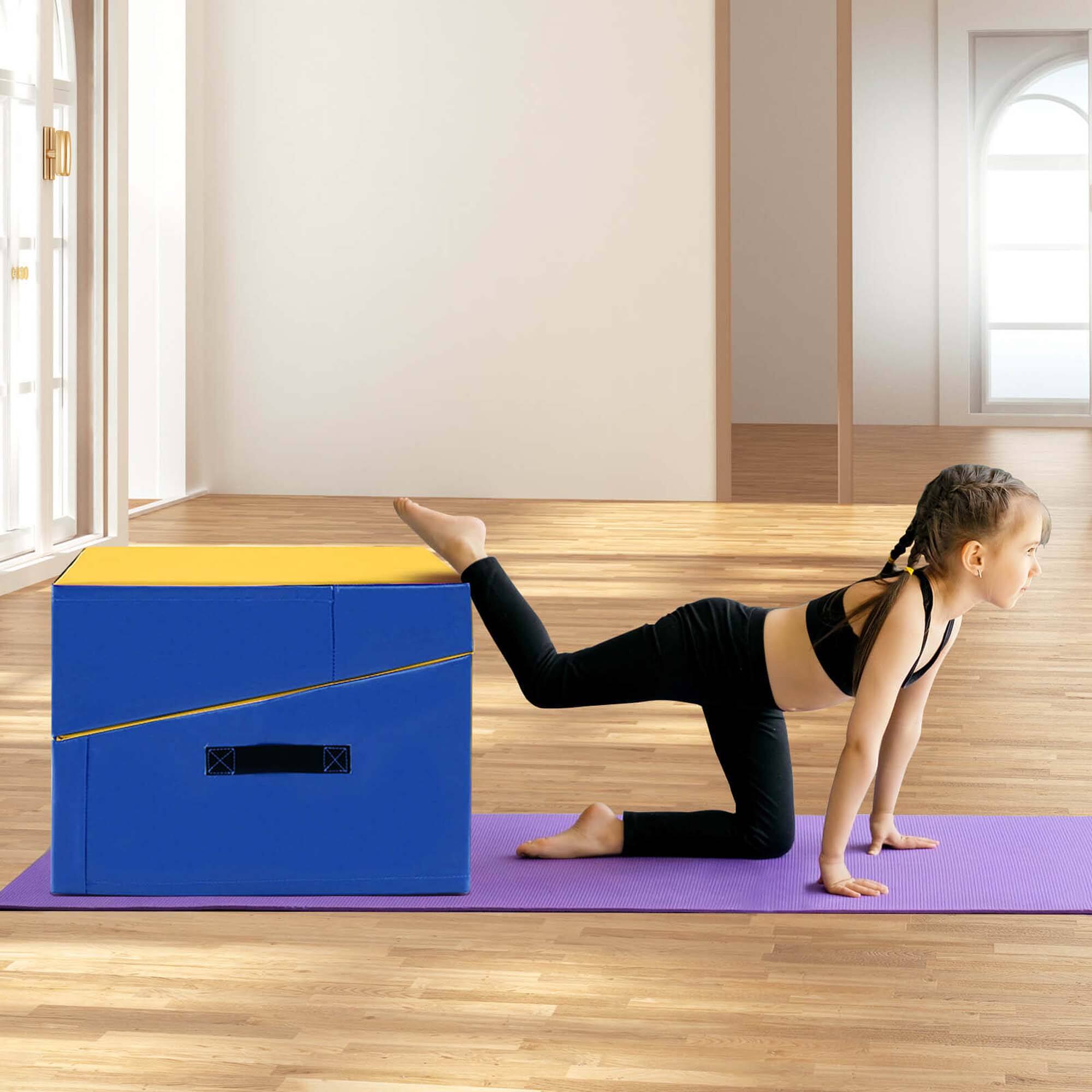 Alt View 4. Costway - Costway Gymnastics Tumbling Mat Folding Incline Yoga Mat with Non-slip PVC Leather - Yellow.