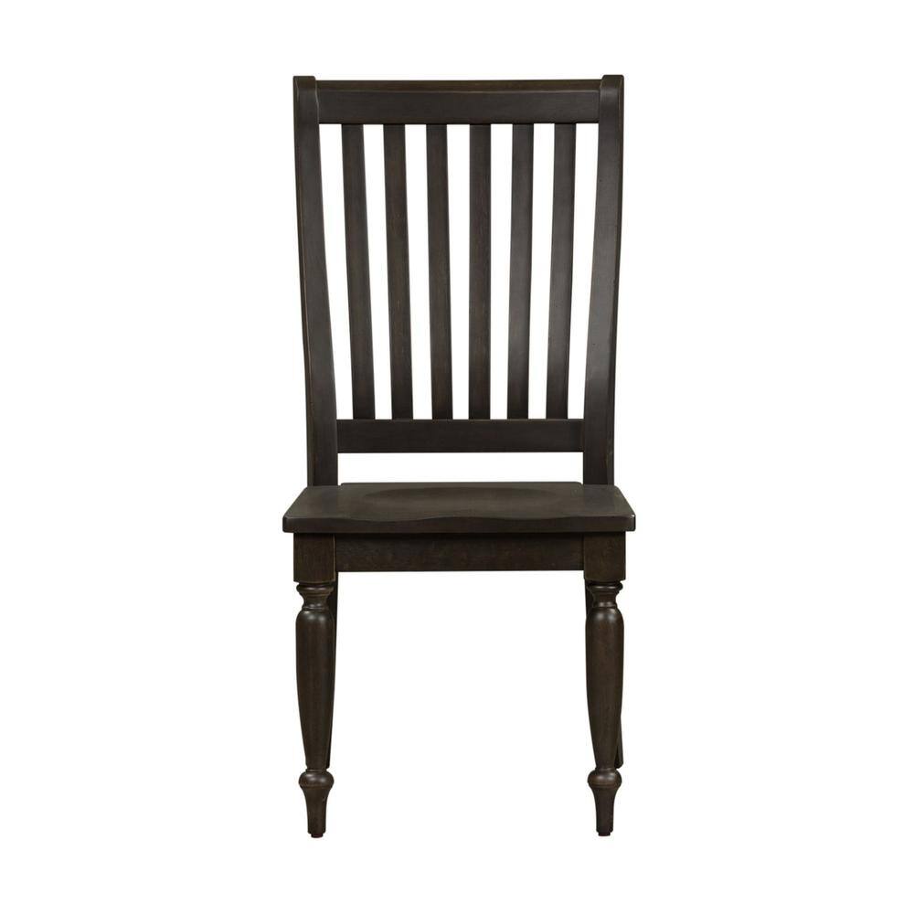 Left. Liberty Furniture Industries - Harvest Home Slat Back Side Chair (RTA) in Chalkboard - Black.