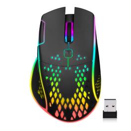 Comfort Essence - Wireless Gaming Mouse C30 Silent Click Rechargeable With Double click Key And Colorful Led Lights 3 - Wireless - Black