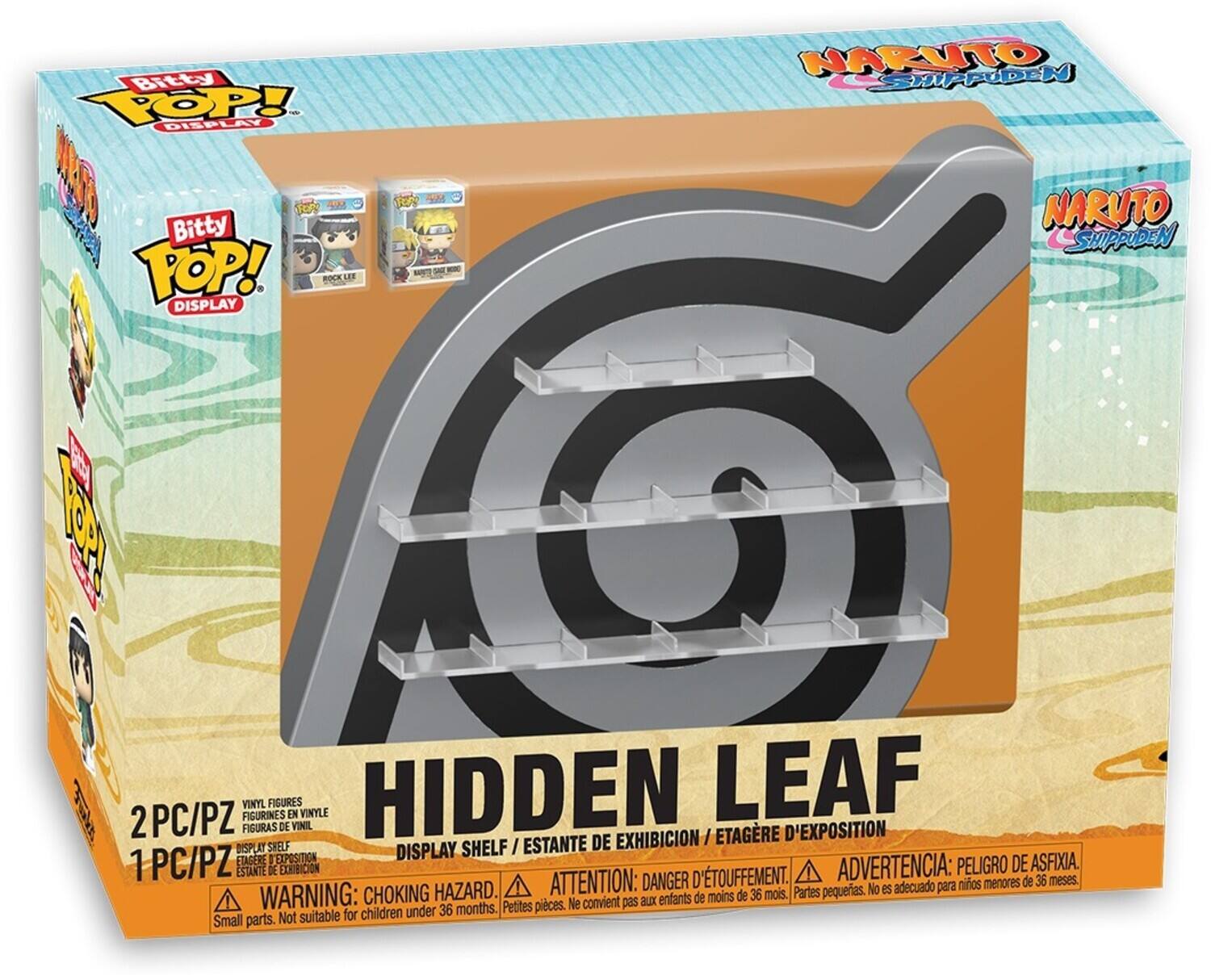 Bitty POP! DISPLAY - NARUTO SHIPPUDEN AM Bitty TOP! DISPLAY BOCK LEE 4M NARUTO SHIPPUDEN R 2PC/PZ FIGURINES VINYL FIGURES IN VINYLE HIDDEN LEAF FIGURAS DE VINIL EXHIBICION / ETAGERE D'EXPOSITION DISPLAY SHELF SHELF HELF/ESTANTE DE ETAGERE EXPOSITIN DISPLAY 1PC/PZ ESTANTE DE EXHIBICION ADVERTENCIA: PELIGRO DE ASFIXIA. ATTENTION: DANGER D'TOUFFEMENT. No es adecuado para nios menores de 36 meses. ! WARNING: CHOKING HAZARD. aux enfants de moins de 36 mois. Partes pequeas. months. Petites pices. Ne convient pas suitable for children under 36 Small parts. Not