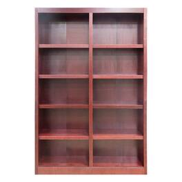 Concepts in Wood - Double Wide Bookcase 10 Shelves Cherry Finish - Red