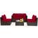 Front. Costway - 5PCS Patio Rattan Furniture Set Cushioned Sofa Chair Coffee Table - Red.
