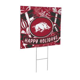 Evergreen Enterprises - Arkansas Razorbacks 24" x 18" Happy Holidays Christmas Outdoor Staked Yard Sign - Multicolor