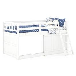 Costway - Twin Size Loft Bed with Aluminum Sliding Door,Spacious Under-Bed Space, Guardrails - White