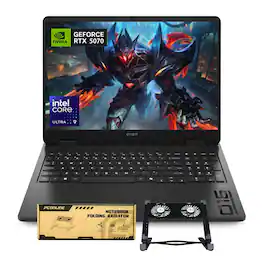 HP - Omen Slim 16" 240Hz Laptop - Intel Core Ultra 9 285H - 64GB RAM - 1TB SSD - NVIDIA GeForce RTX 5070 - PCO Laptop Cooler - Black