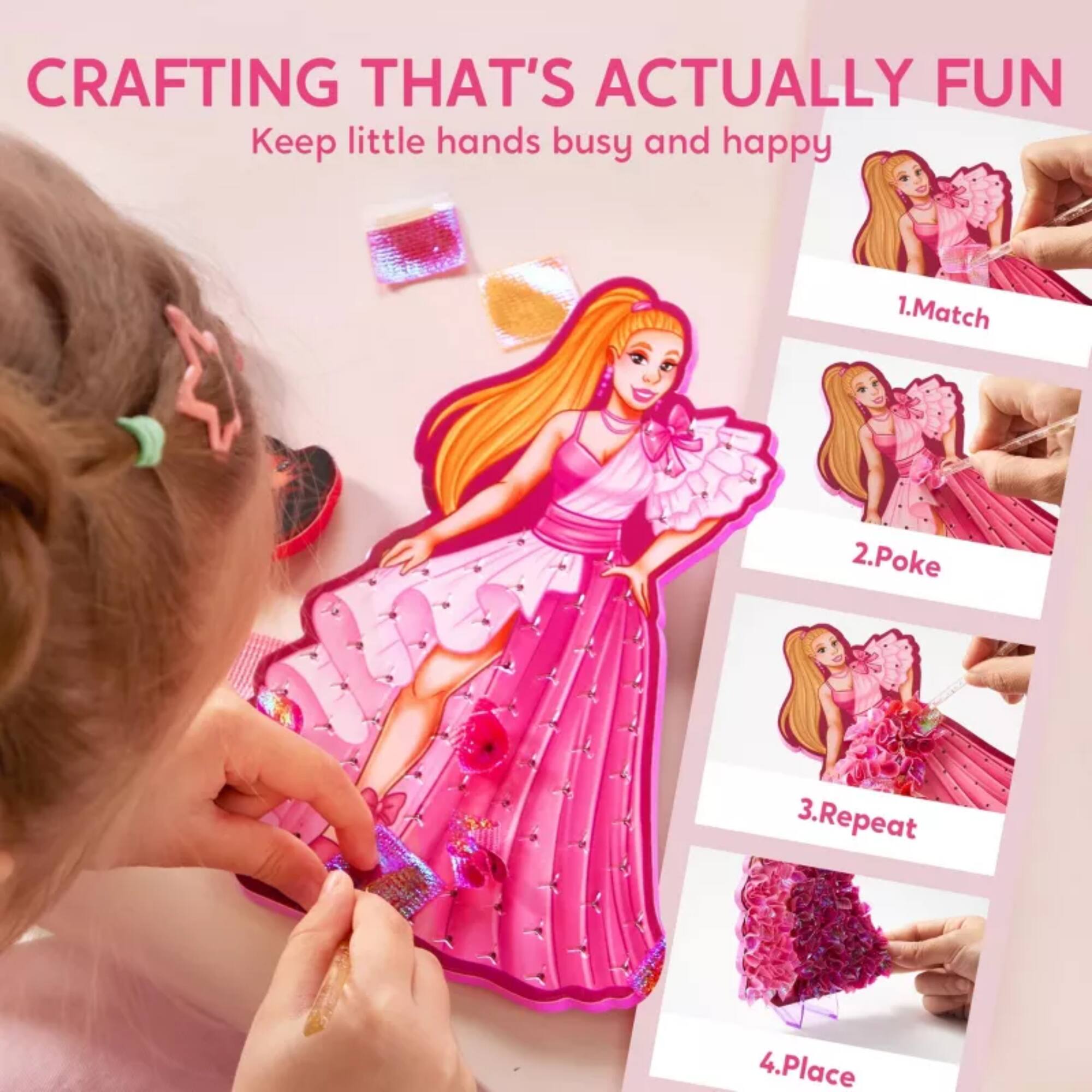 CRAFTING THAT'S ACTUALLY FUN  
Keep little hands busy and happy

1. Match  
2. Poke  
3. Repeat  
4. Place