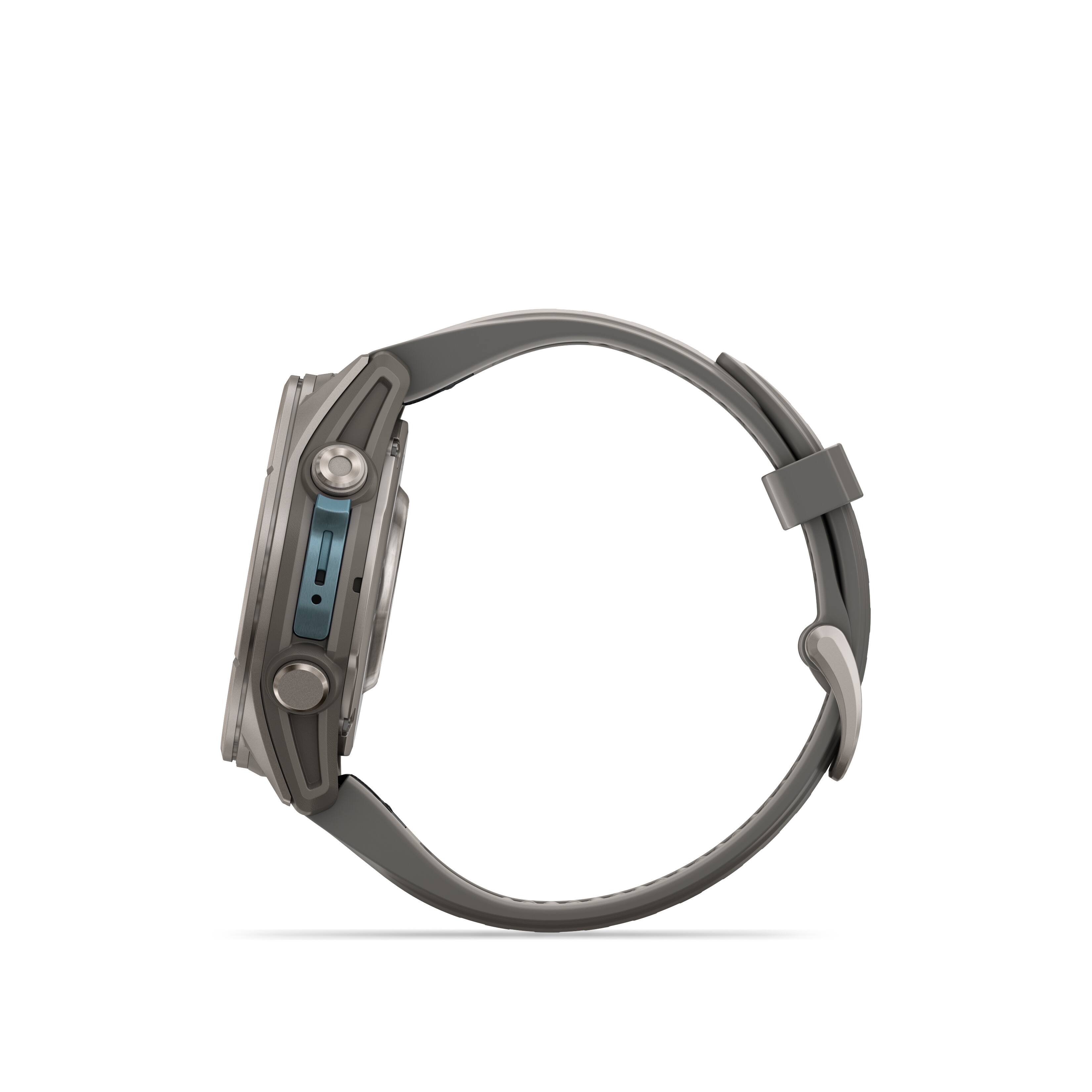 Alt View 7. Garmin - fēnix 9 AMOLED GPS Smartwatch 43mm Fiber-reinforced polymer - Pebble Gray Silicone Band.