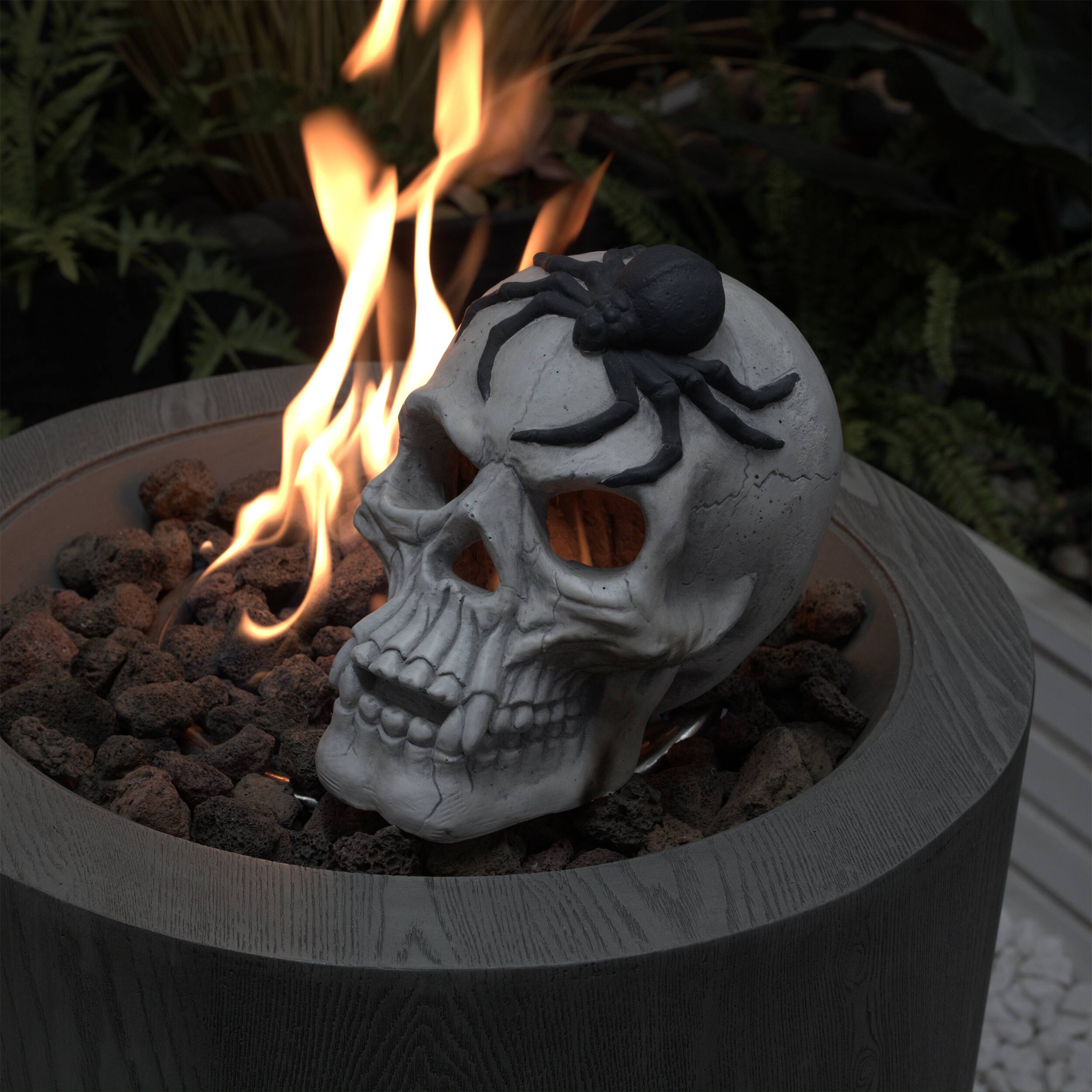 Alt View 1. Ecooso - Magnesium Oxide Devil Skull Head Decoration for Fireplace and Halloween Display - Black White.