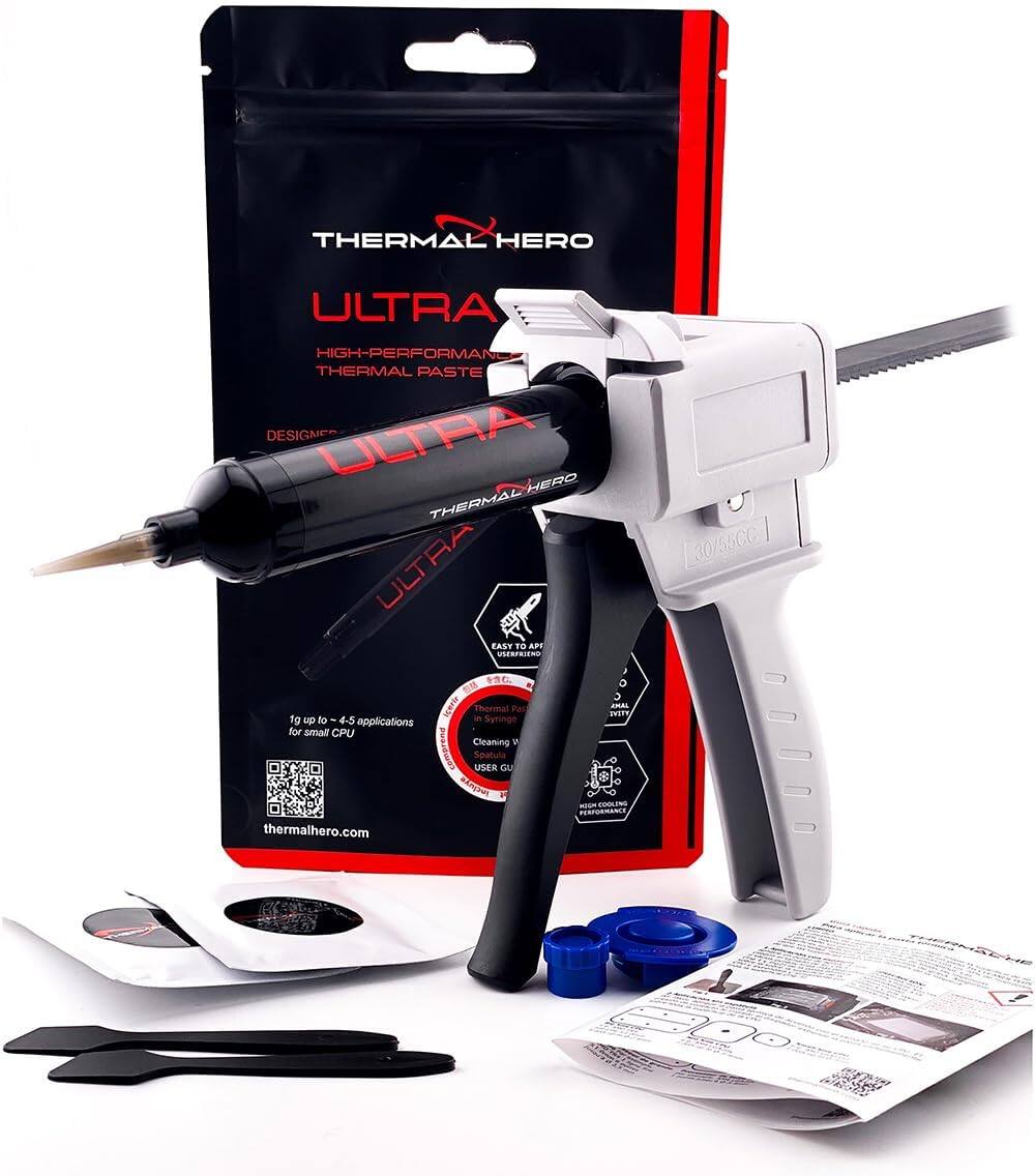 THERMAL HERO  
ULTRA HIGH-PERFORMANCE THERMAL PASTE DESIGNER  
ULTRA HERO THERMAL  
ULTRA EASY TO USE FRIENDLY  
sceris Thermal Paste ZHAL EVITY 1g up to 4-5 C Syringe applications for small CPU Cleaning comprend Spatula USER GU incluye MOGR COOLING PERFORMANCE  
thermalhero.com  
30155CC