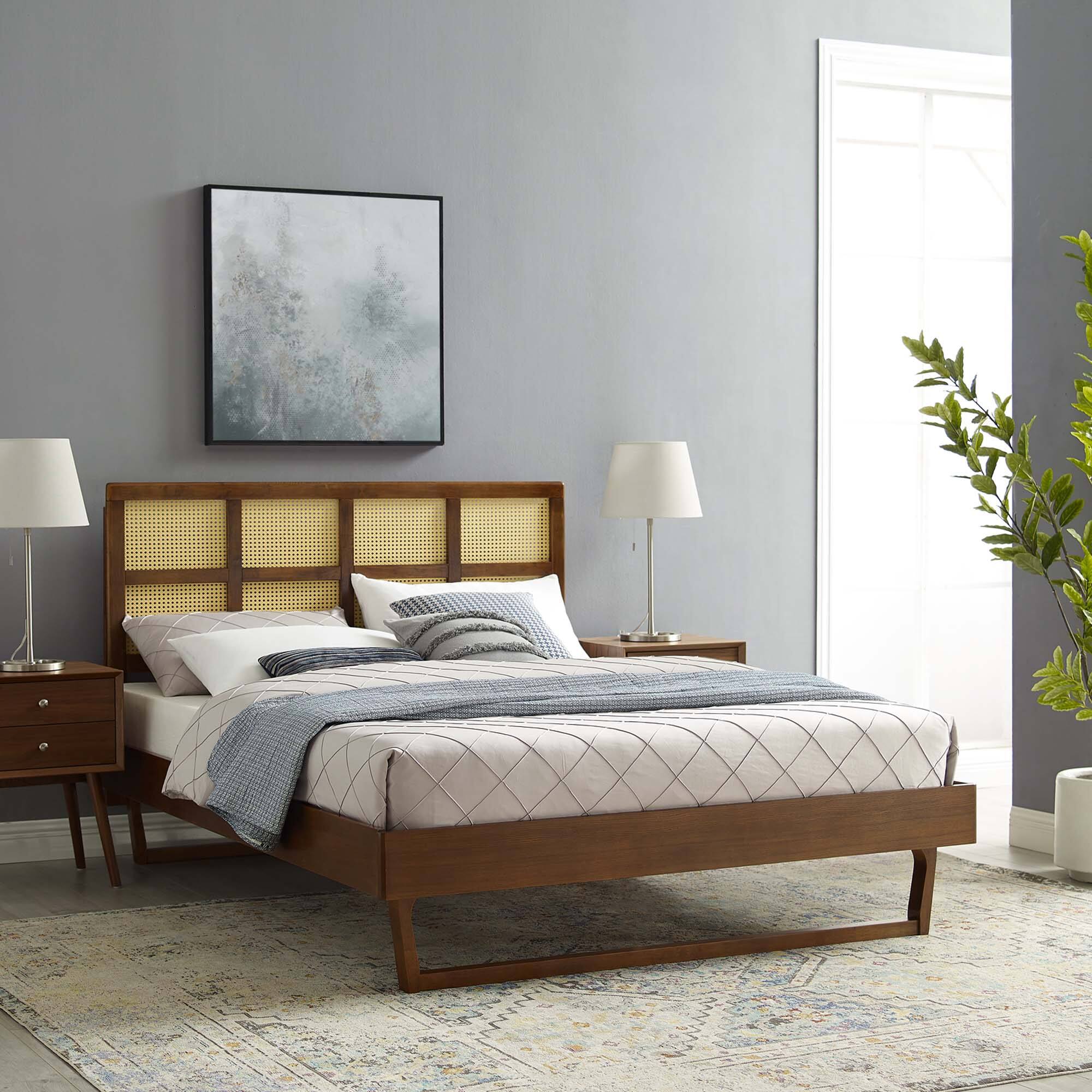 Alt View 4. Modway - Solana Arched Performance Velvet Twin Platform Bed - Oatmeal.