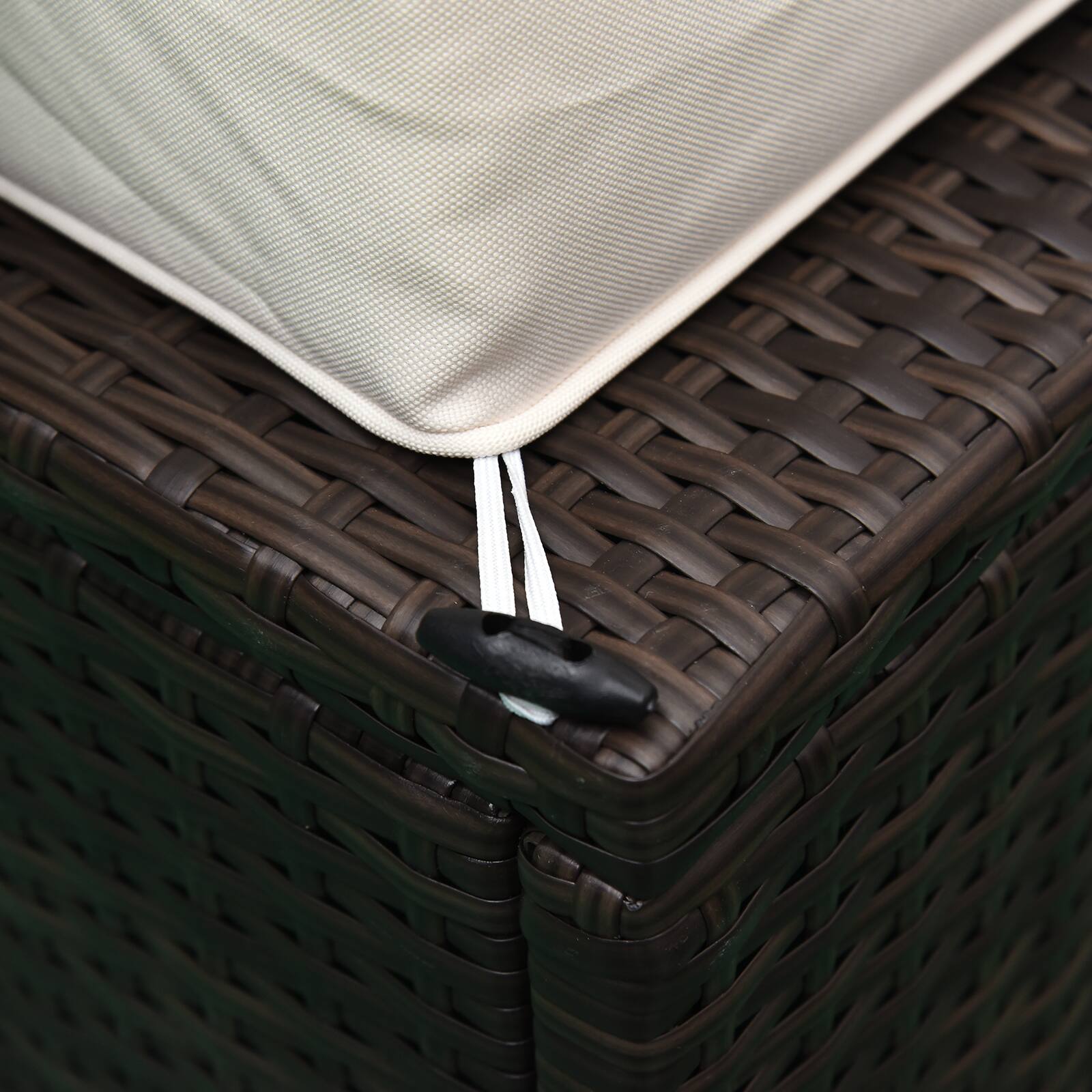 Alt View 7. Outsunny - 6 Piece Patio Furniture Set Outdoor Wicker Conversation Set All Weather PE Rattan Sectional Sofa Set with Ottoman - Mixed Brown, Cream White.