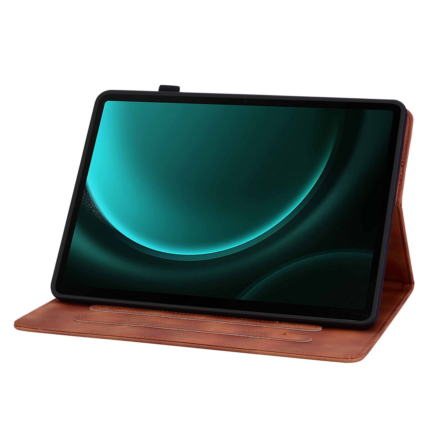 Alt View 1. Dteck - Case for Samsung Galaxy Tab S10 FE & S10 Lite and S9 FE & S9,Embossed Pattern PU Leather Flip Card Holder Stand Cover - Brown.