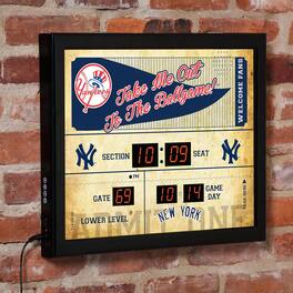 Evergreen Enterprises - New York Yankees 15" x 19" Bluetooth Scoreboard Wall Clock - Brown