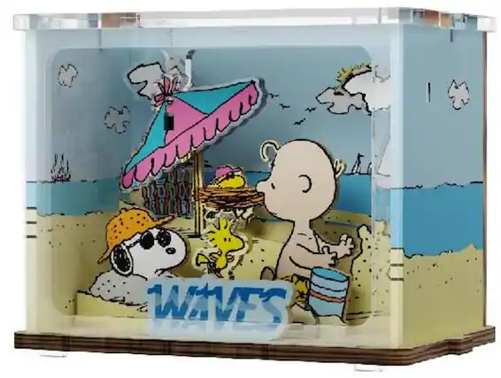 Front. PopMarket - Snoopy Holiday Beach Wooden Wooden Mini Scene - Collectibles - Multicolor.