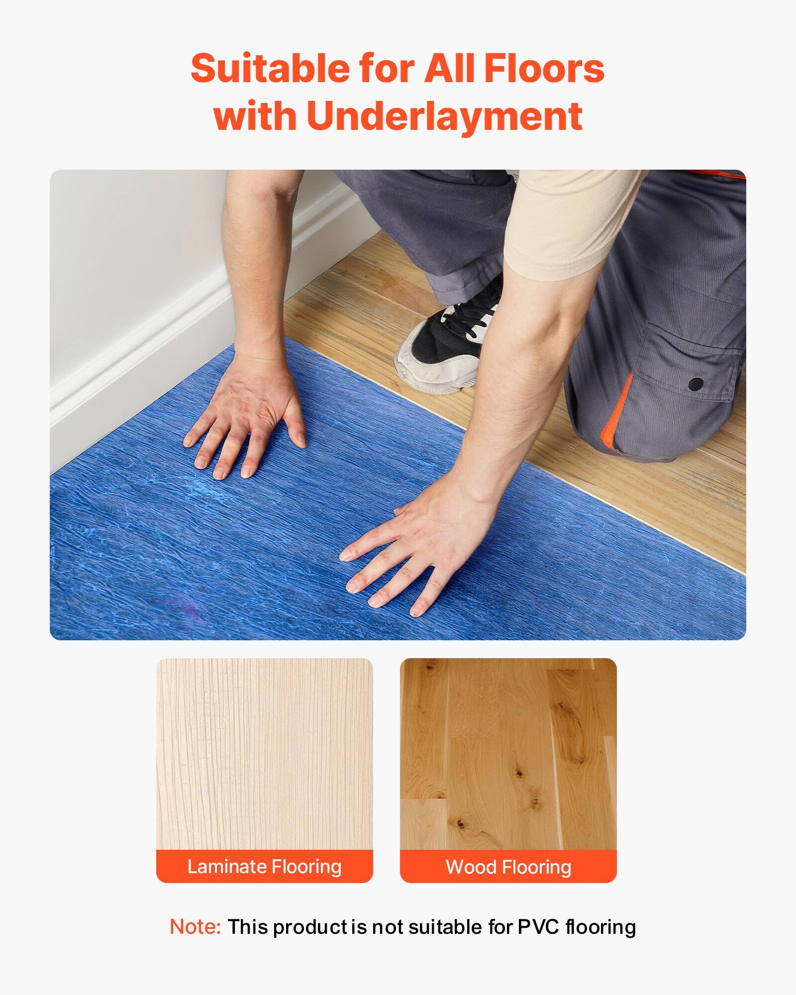 Suitable for All Floors with Underlayment

Laminate Flooring
Wood Flooring

Note: This product is not suitable for PVC flooring