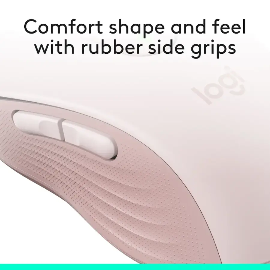 Comfort shape and feel with rubber side grips logitech.