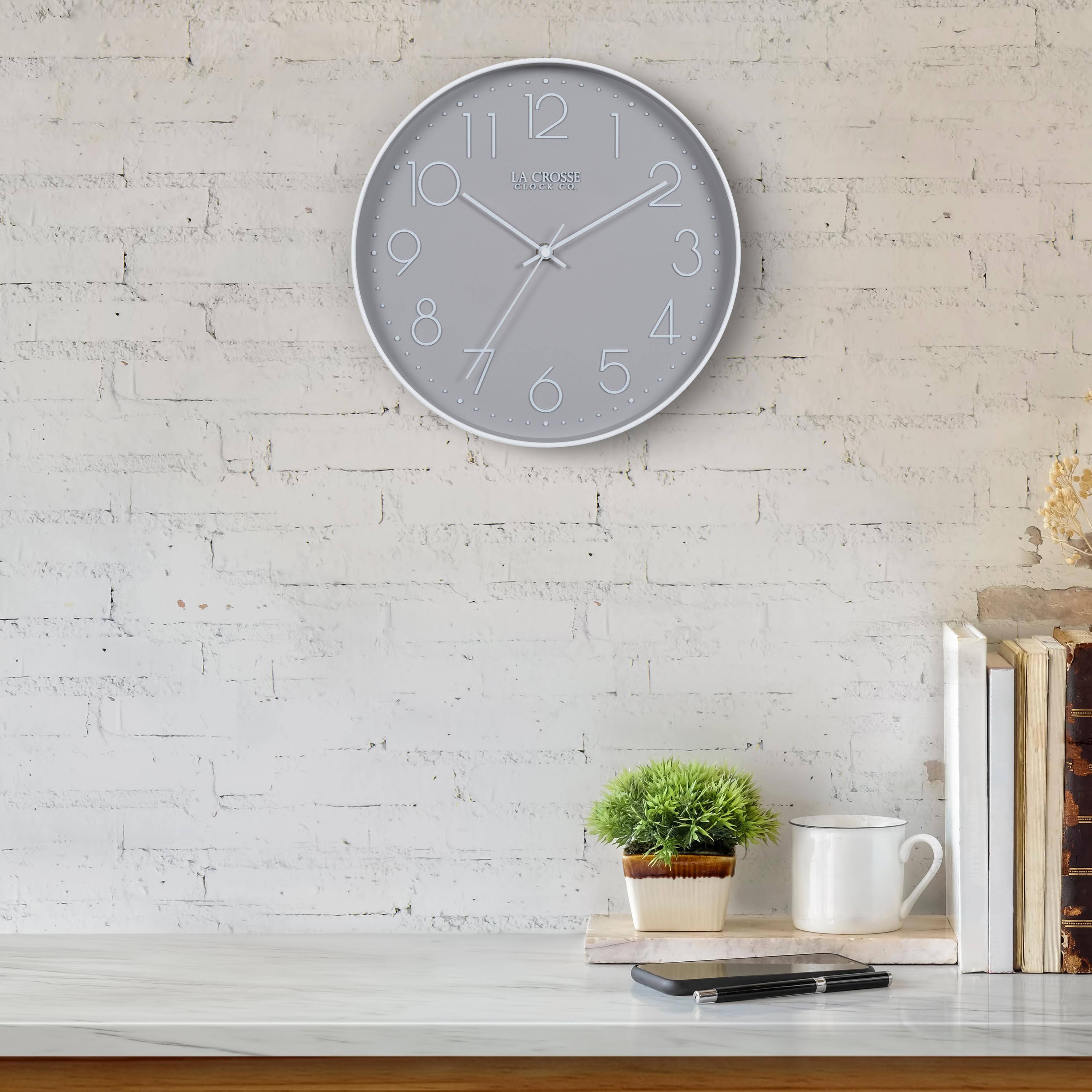Alt View 2. La Crosse Clock Co. - 12 Inch Paxton Gray Silent Sweep Analog Quartz Wall Clock - Gray.