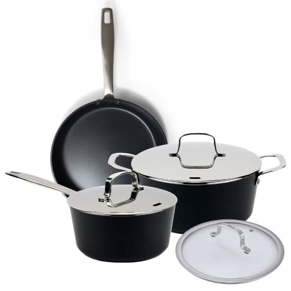 Alva - Maestro Cookware Set 6-Piece Set - Nonstick Ceramic Pans and Pots - Black