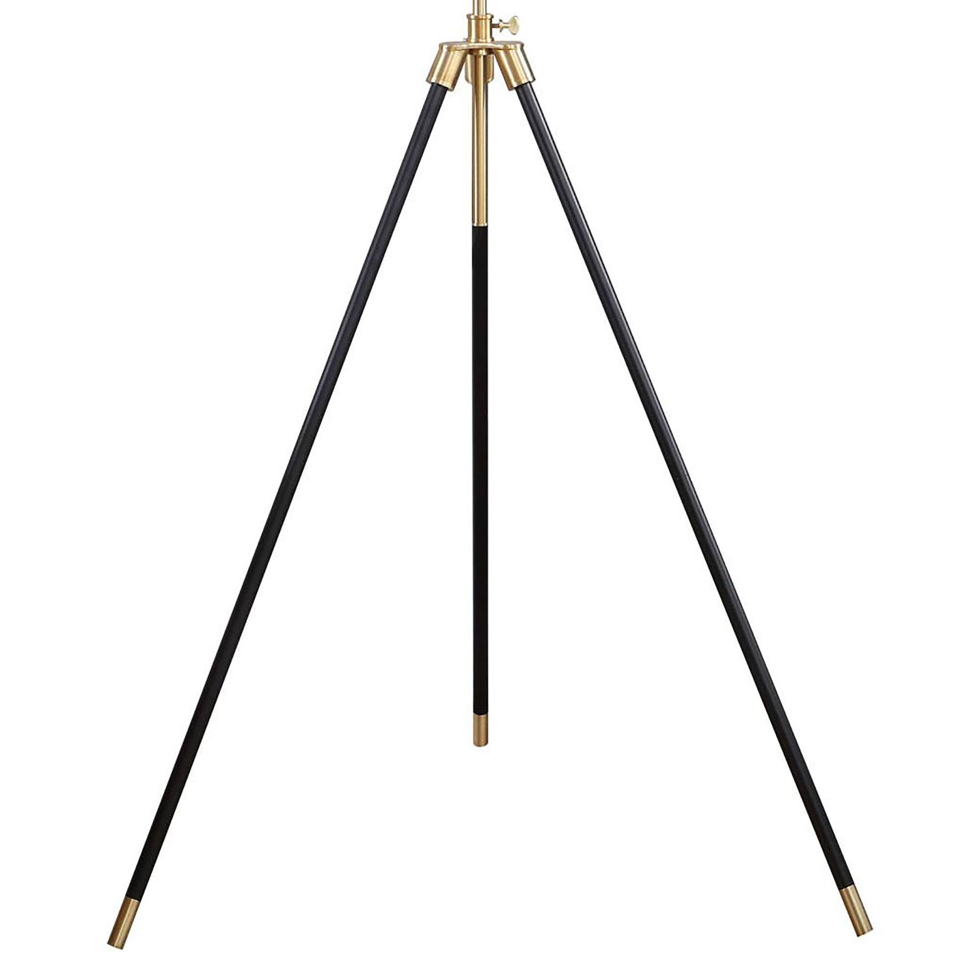 Back. APRILSOUL - Black Gold Tripod Drum Shade Floor Lamp.
