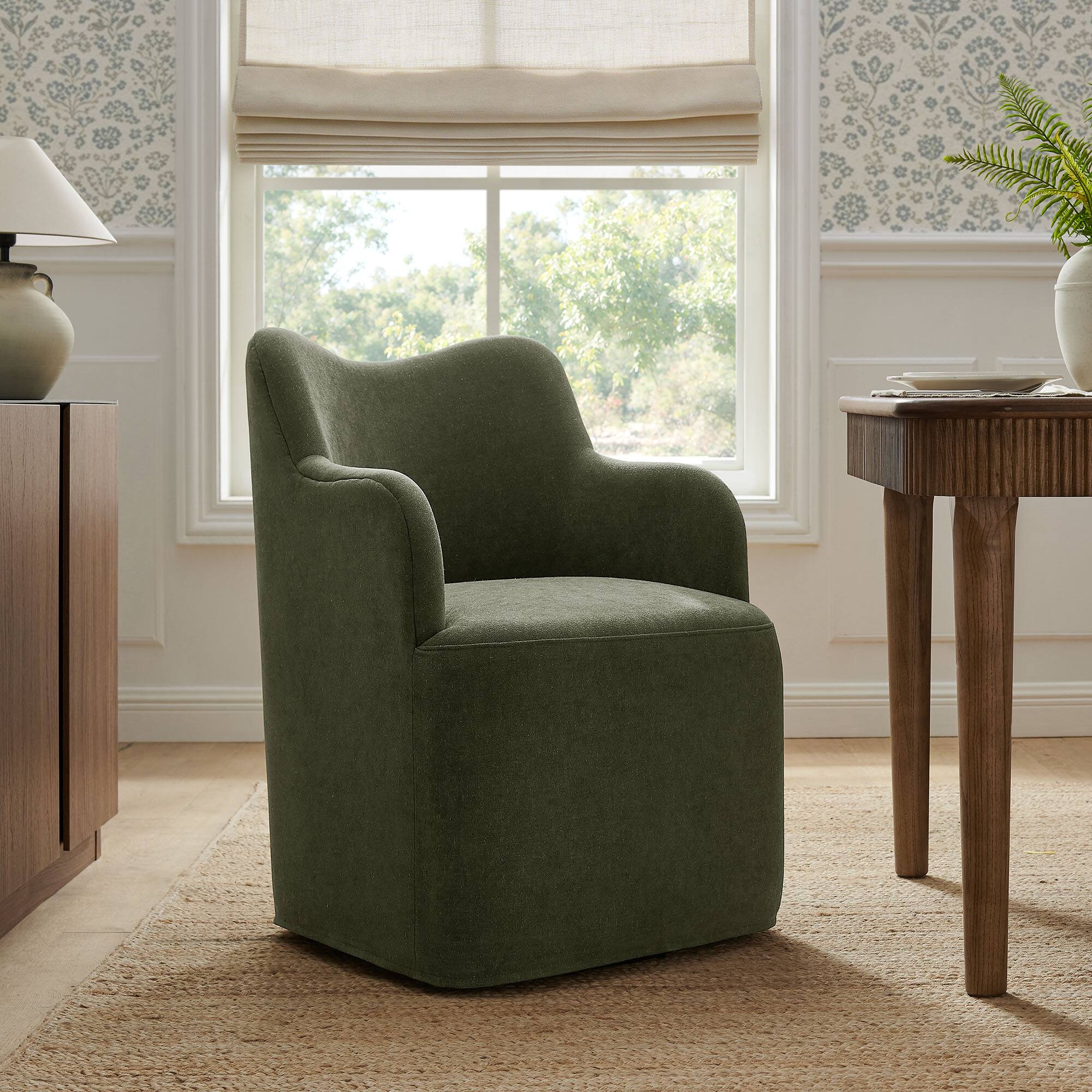 Front. Modway - Cordelle Linen Blend Swivel Dining Chair by Modway - Sage.