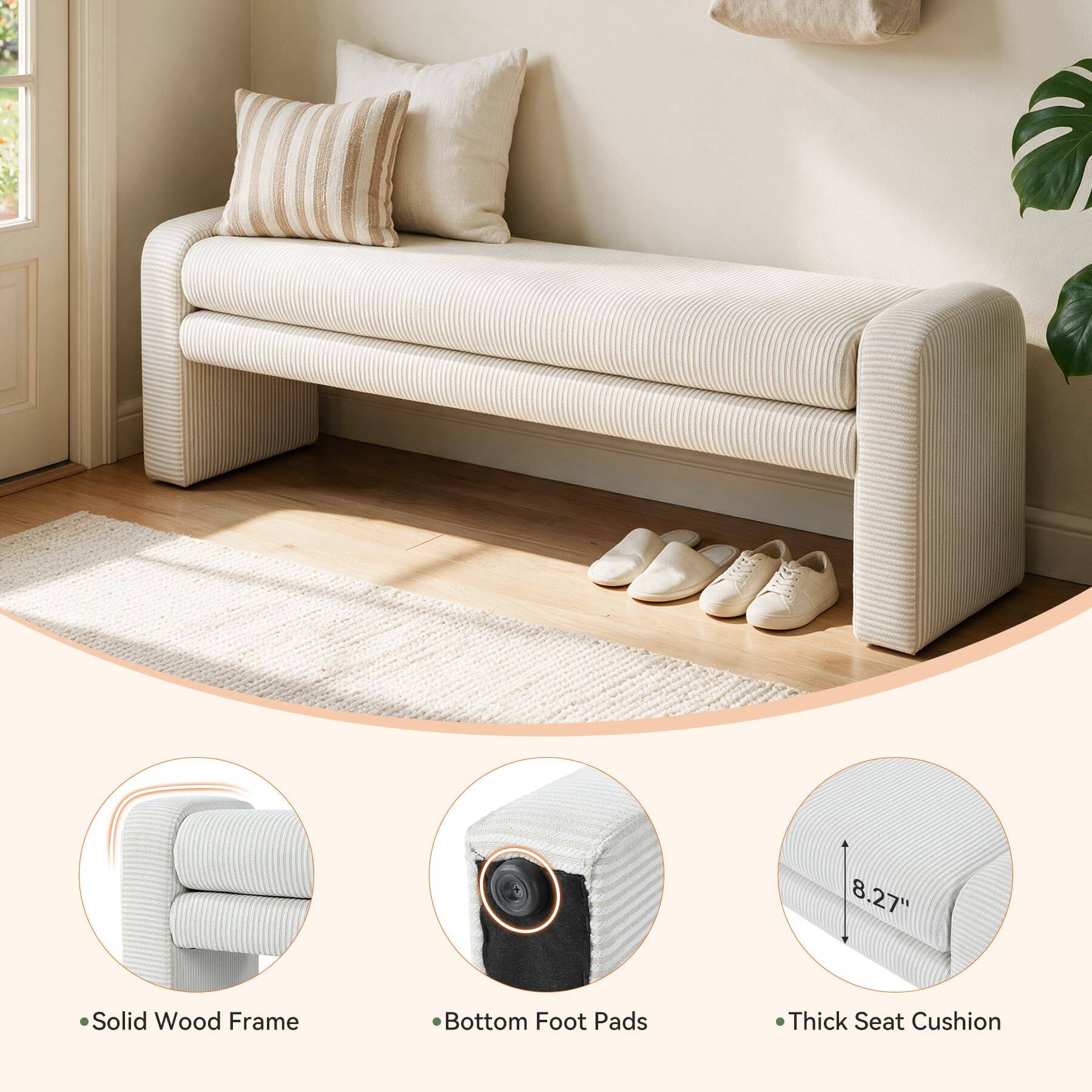 8.27"  
Solid Wood Frame  
Bottom Foot Pads  
Thick Seat Cushion