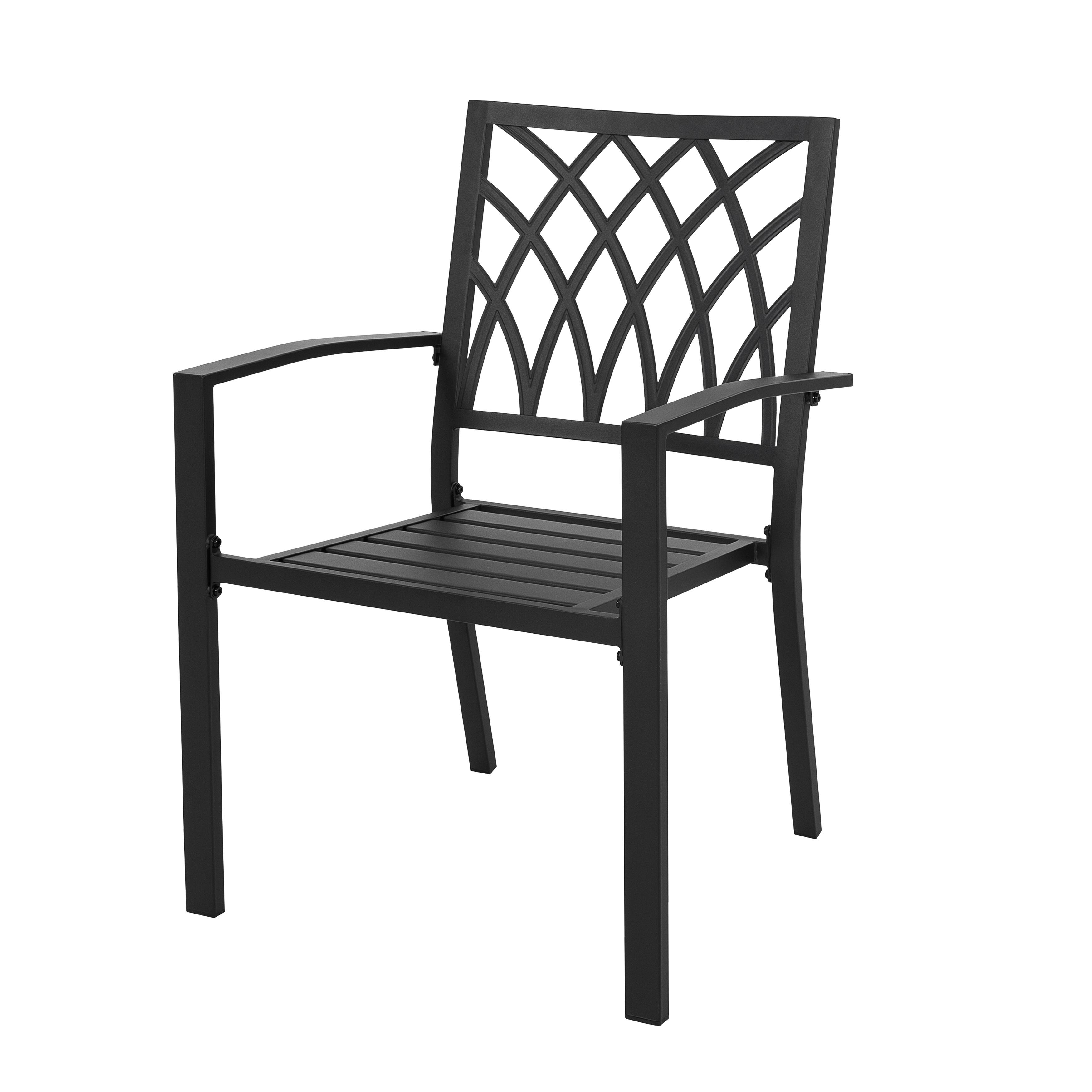Alt View 6. Nuu Garden - Outdoor 4-Piece Patio Chair Set, Powder-coated Iron, Lattice Pattern - black.