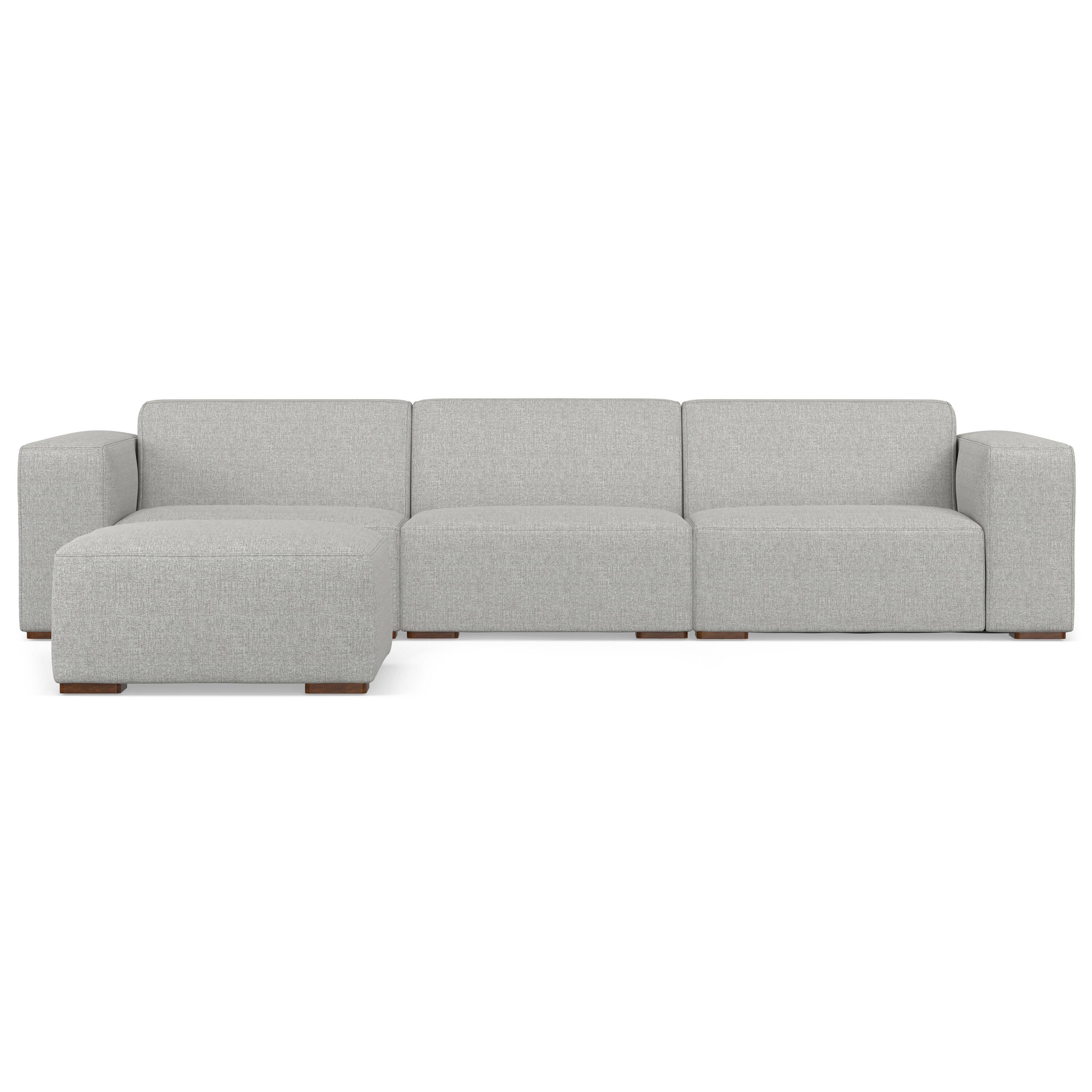Alt View 2. Simpli Home - Rex 3-Seater Modular Sofa and Ottoman Set in Tightly Woven Performance Fabric - Pale Grey.