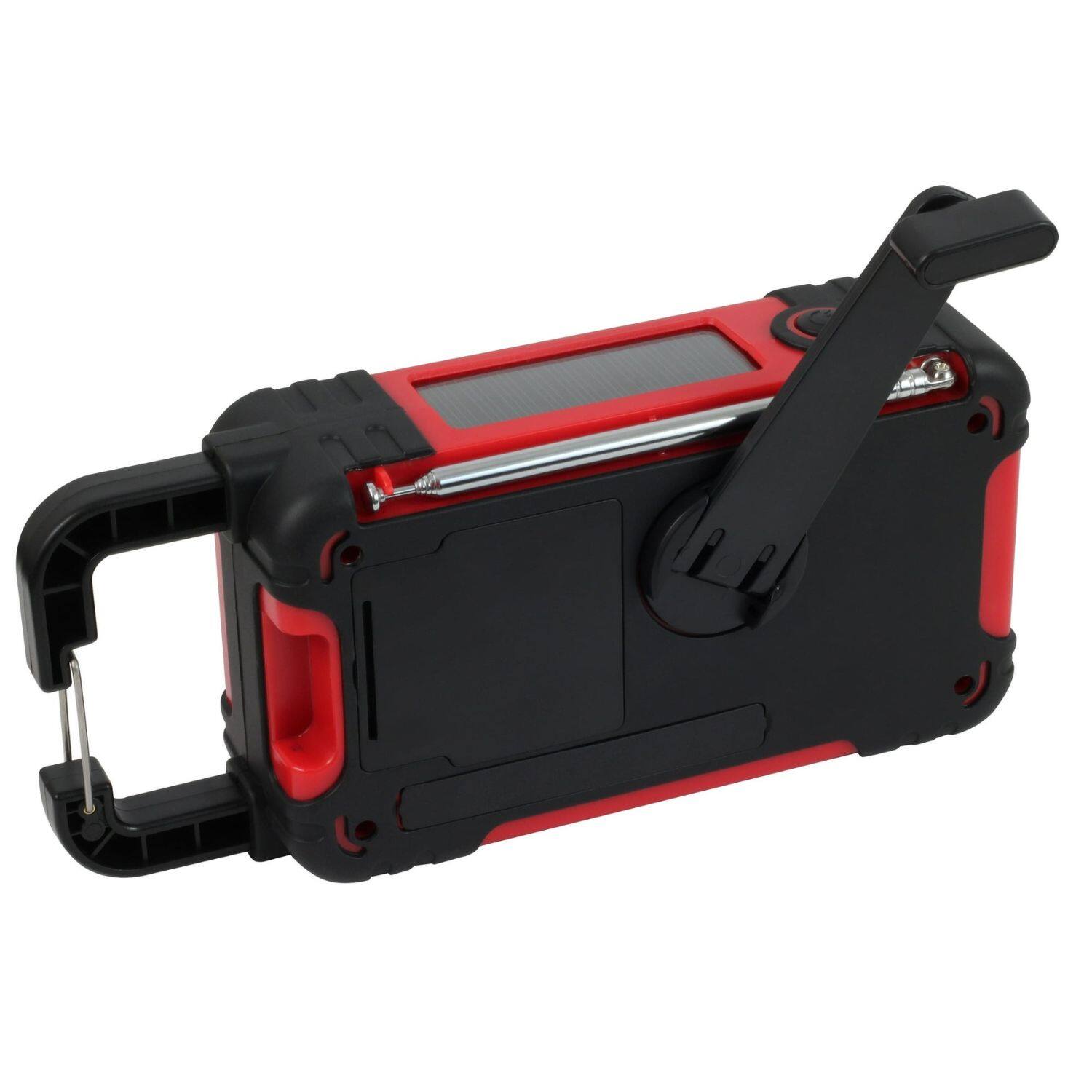 Angle. Stock Preferred - Emergency AM/FM Weather Band Clock Radio - Black with blue backlit LCD.