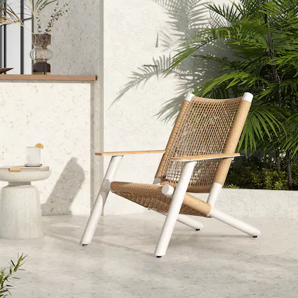 Front. Mondawe - Adirondack Outdoor Lounge Chair - Beige.