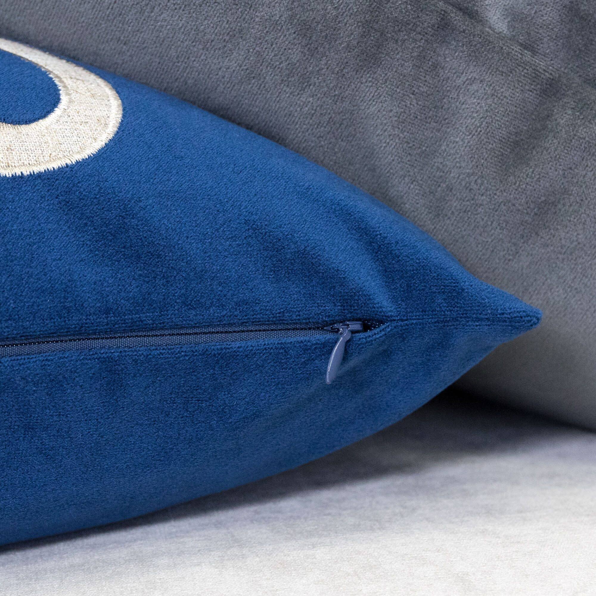 Back. LuXeo - Square Velvet Pillow Cover & Insert - INDIGO.