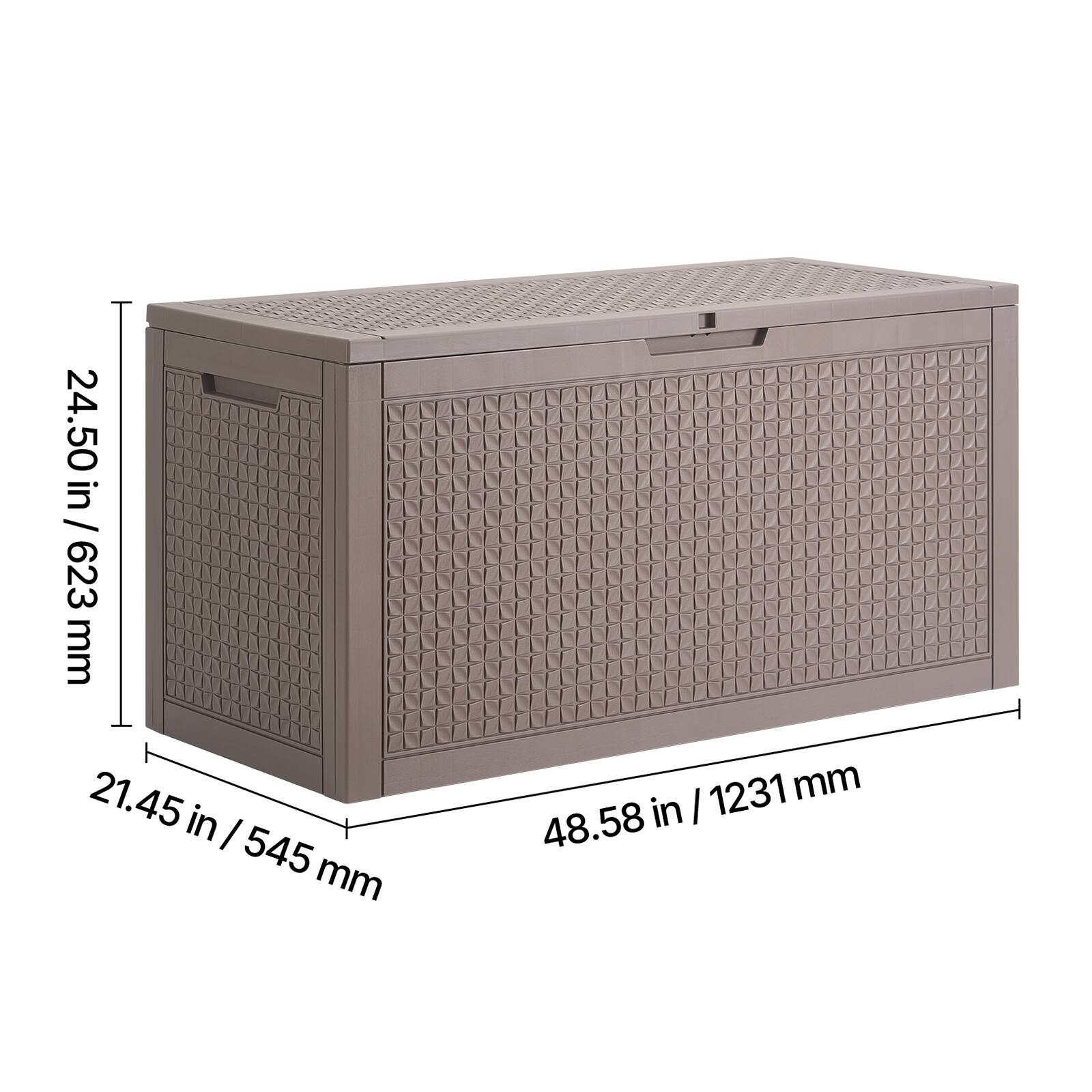 24.50 in / 623 mm  
21.45 in / 545 mm  
48.58 in / 1231 mm