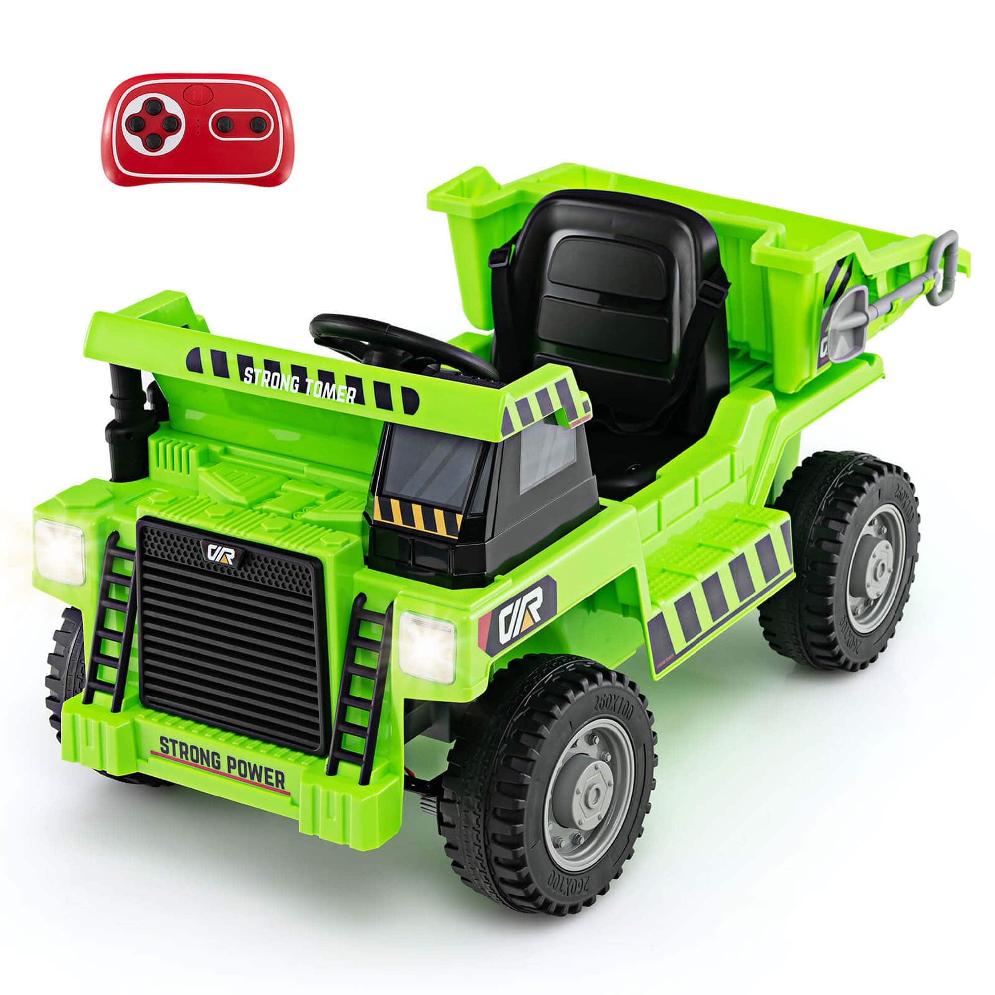 Costway - Kids Ride-On Dump Truck with Wireless Connection Music LED Lights Soft Start - Green