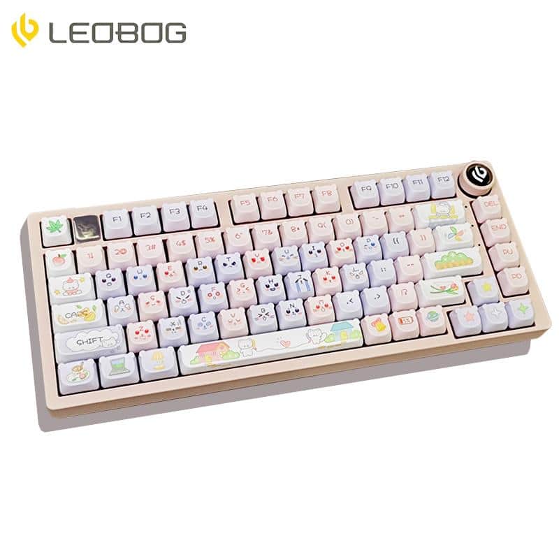 AULA - Hi75 81-Key Portable Wired Mechanical Gaming Keyboard, RGB, Rotating Button, Mini Compact Design, Original Switches - White