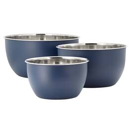 Oster - Foxgate 3 Piece Stainless Steel All Purpose Mixing Bowl Set in Matte Blue