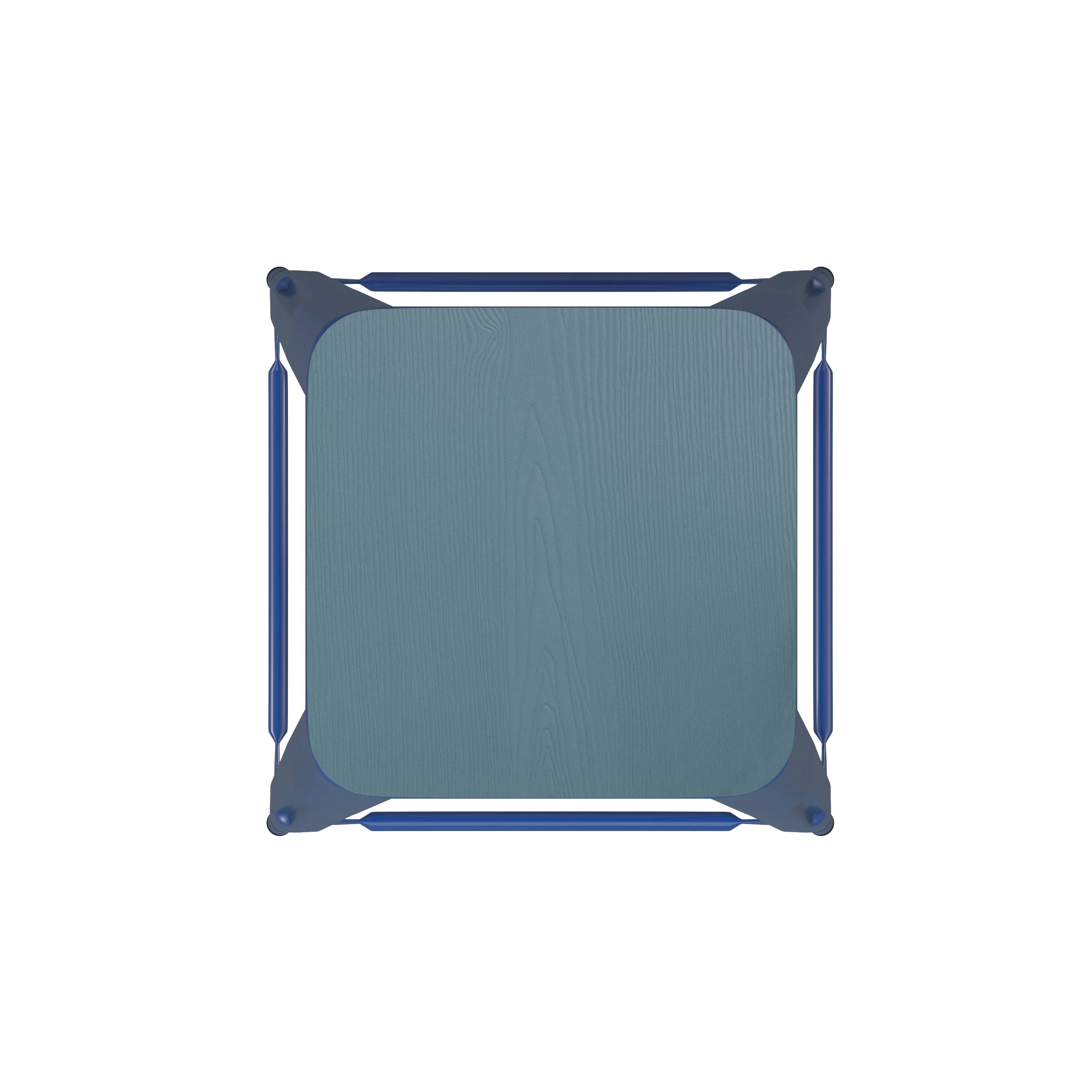 Alt View 9. Emma + Oliver - Kam Backless Metal Indoor-Outdoor Stool with All-Weather Polystyrene Seat - Teal-Blue Seat/Blue Frame.