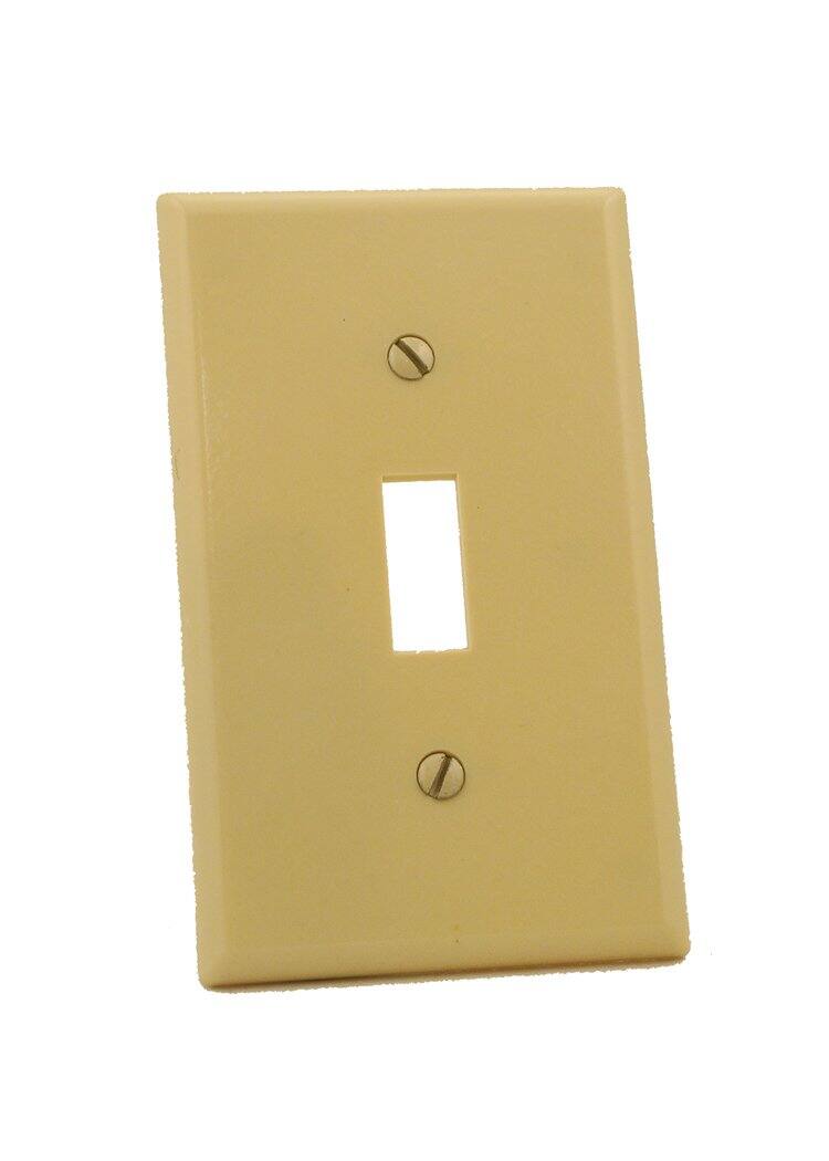 Front. Leviton - Leviton Ivory 1 gang Thermoset Plastic Toggle Wall Plate 1 pk (Case of 20) - Ivory.