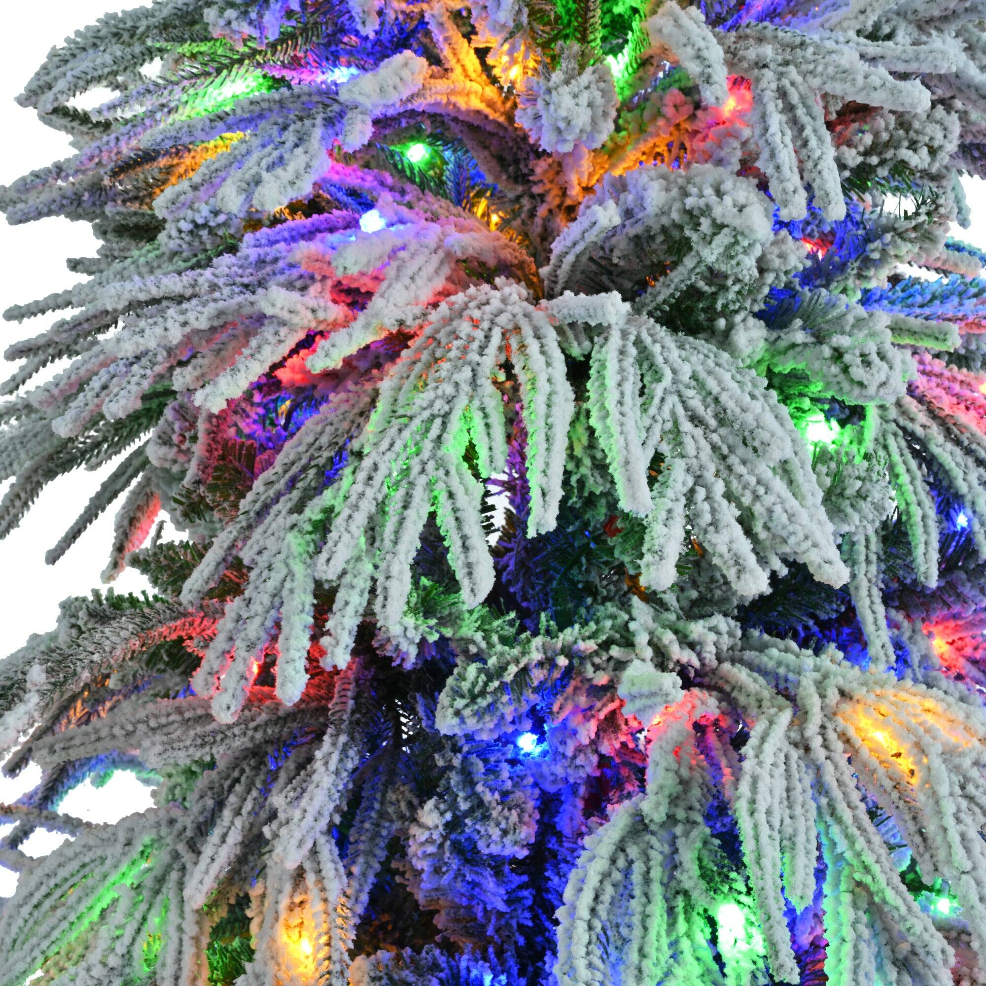 Alt View 10. Hivvago - 6FT Pre-Lit Spruce Snow Flocked Christmas Tree - White, Green.