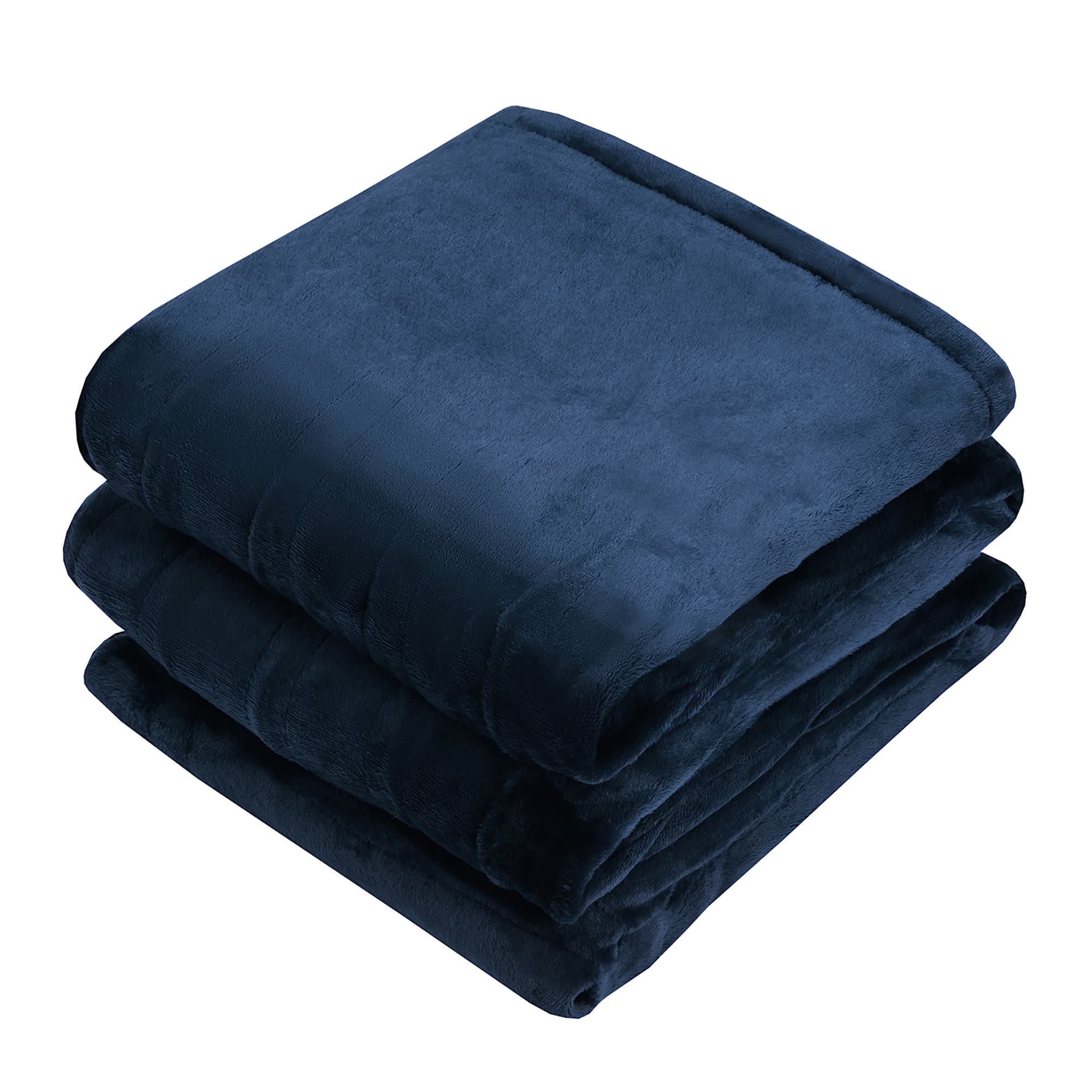 Front. Costway - 84'' x 90'' Flannel Heated Blanket Throw with Dual Controllers - Blue.
