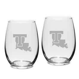 Jardine - Louisiana Tech Bulldogs 15oz. 2-Piece Stemless Wine Glass Set - Multicolor