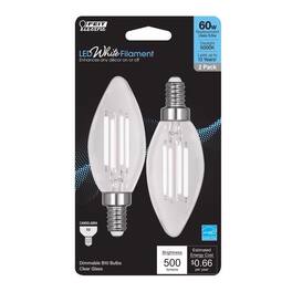 FEIT ELECTRIC - BA10 E12 (Candelabra) Filament LED Bulb Daylight 60 Watt Equivalence 2 pk