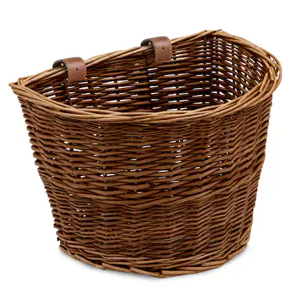 Front. ProSource - ProSource Nantucket Bike Basket - Brown.